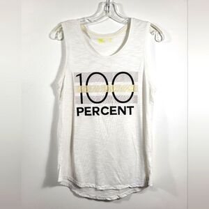 Xersion white tank with "100 Percent" on front women's S  #1876